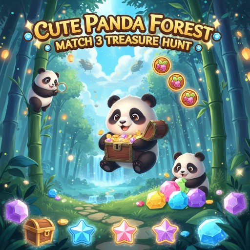 Cute Panda Forest: Match 3 treasure Hunt